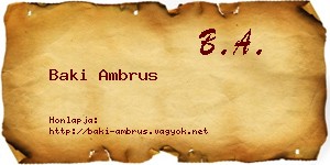 Baki Ambrus névjegykártya